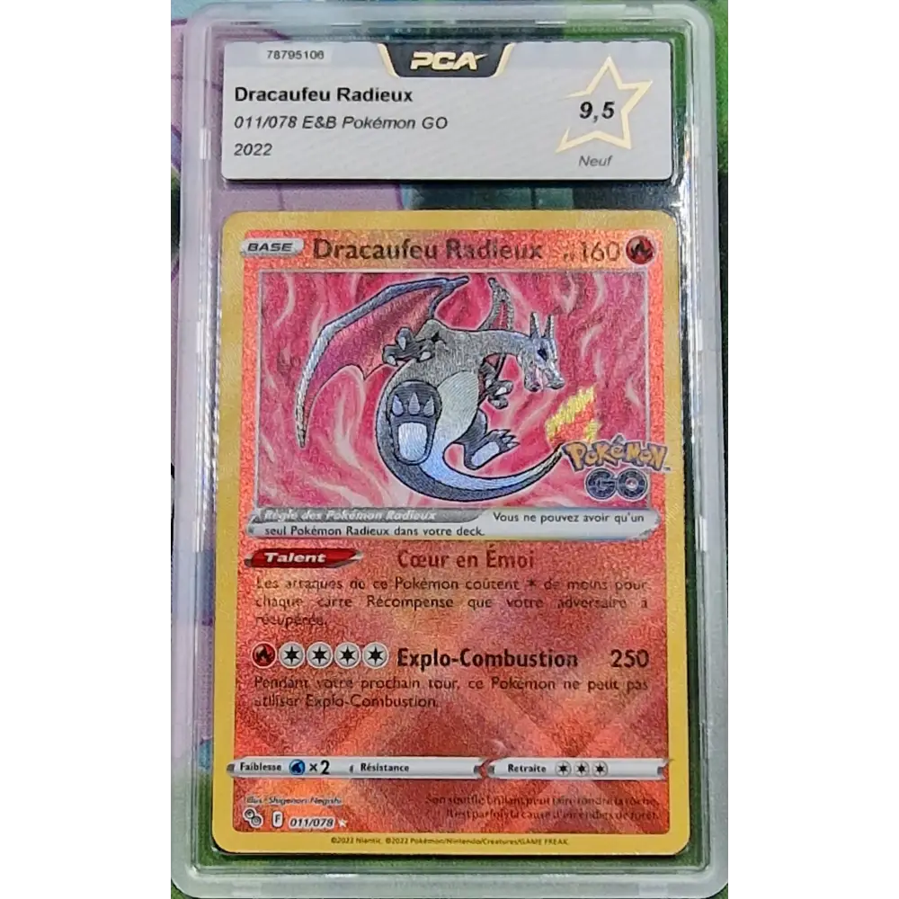 Carte gradée PCA 9.5 Dracaufeu Radieux Pokémon GO