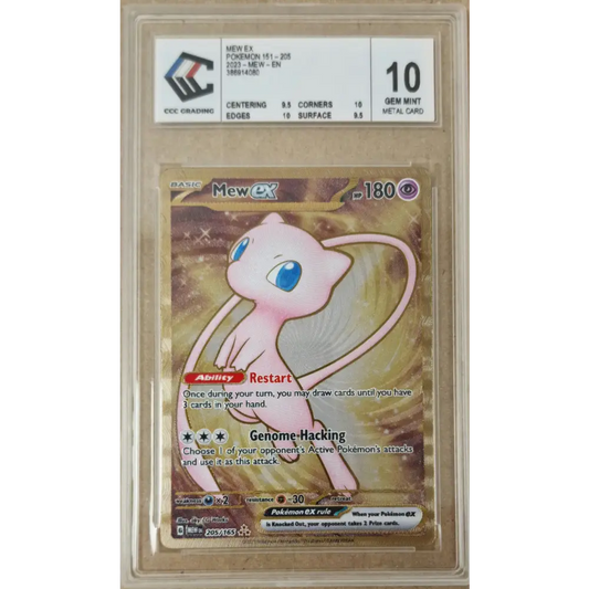 Mew ex 205/165 – 151 – Carte Métal Anglaise Gradée 10 – Pokémon