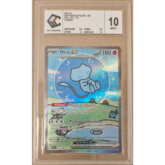 Mew ex 232/091 – Destinées de Paldea PAF 232 – Carte Pokémon Française Gradée CCC 10 NEUF+