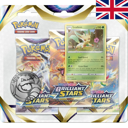 Tripack 3 Boosters - EB09 - Sword and Shield 9 - Brilliant Stars : Leafeon - Anglais