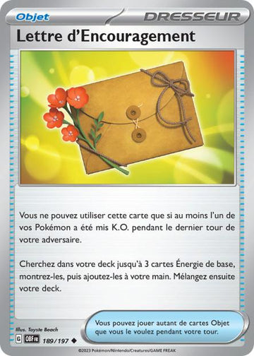 Peu commune - Pokemon - Flammes Obsidiennes - Lettre d'Encouragement 189/197 - Poke-Geek