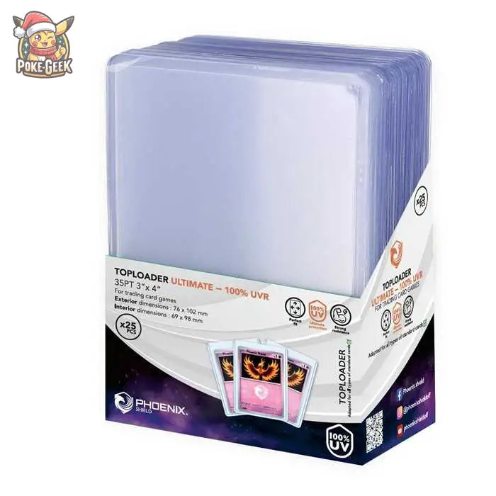 25 TopLoaders 3’’x4’’ (35pt) – 100% Anti-UVR – Phoenix Shield
