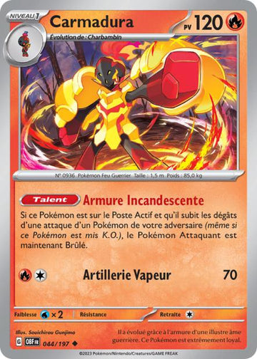 Peu commune - Pokemon - Flammes Obsidiennes - Carmadura 44/197 - Poke-Geek