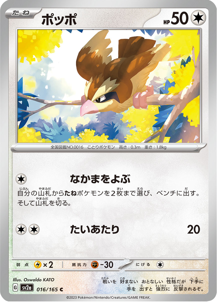 Vue agrandie de Pidgey, carte 016/165