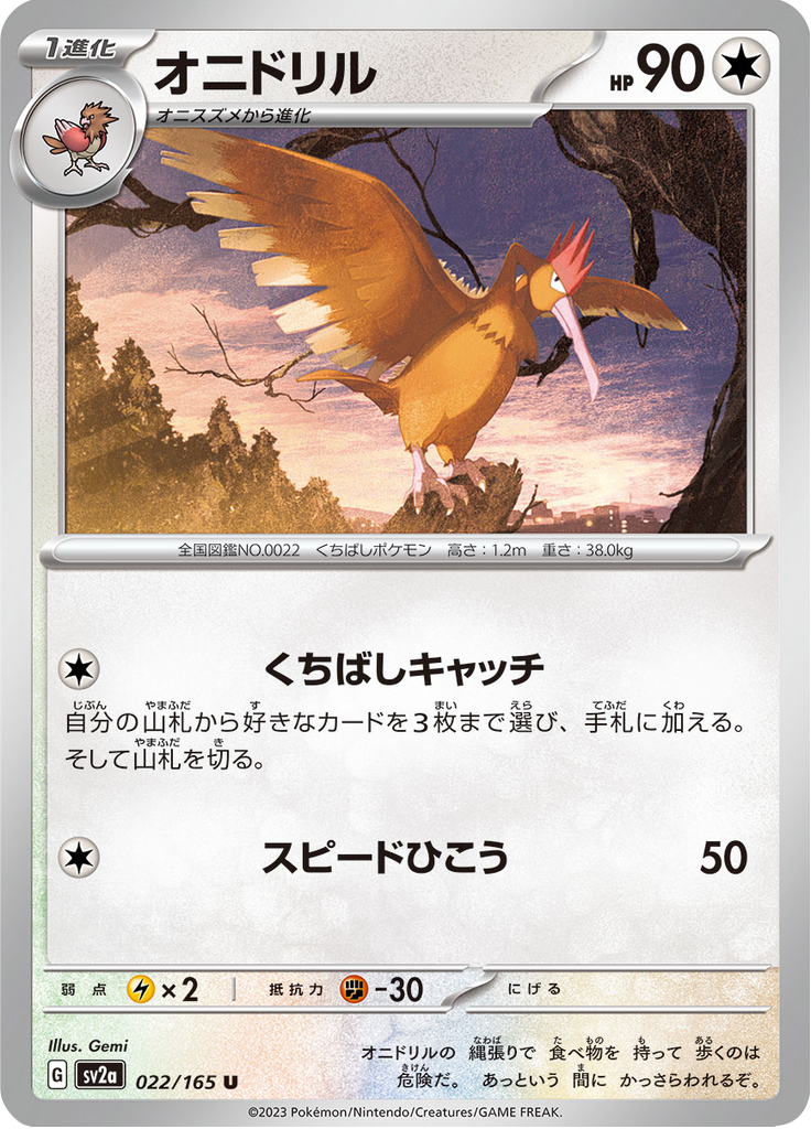 Vue agrandie de Fearow, carte 022/165