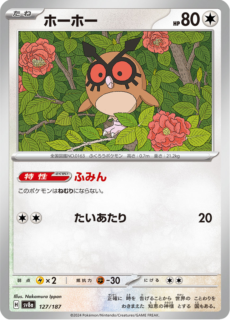 Vue agrandie de Hoothoot, carte 127/187