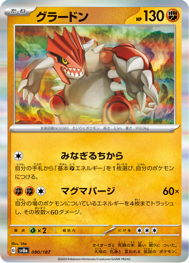 Vue agrandie de Groudon, carte 080/187