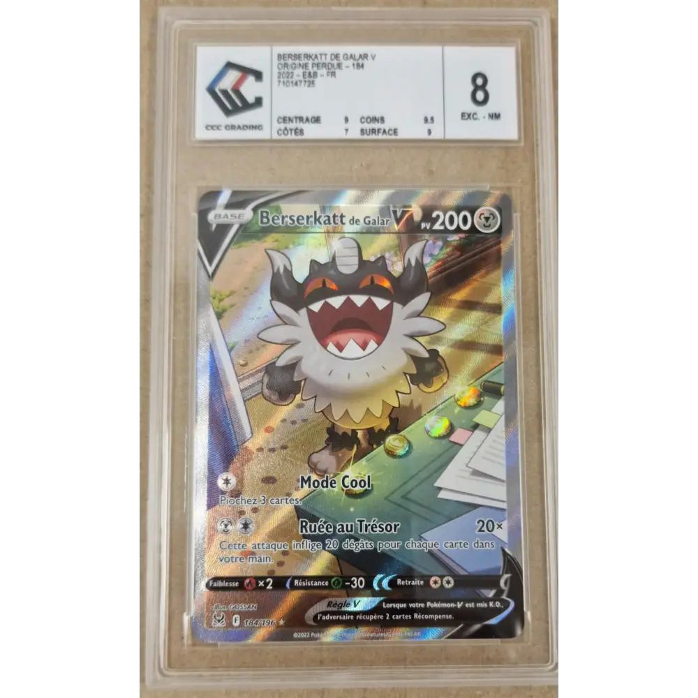 Berserkatt de Galar V 184/196 – Origine Perdue – Carte Pokémon Française Gradée CCC 8 - Poke-Geek