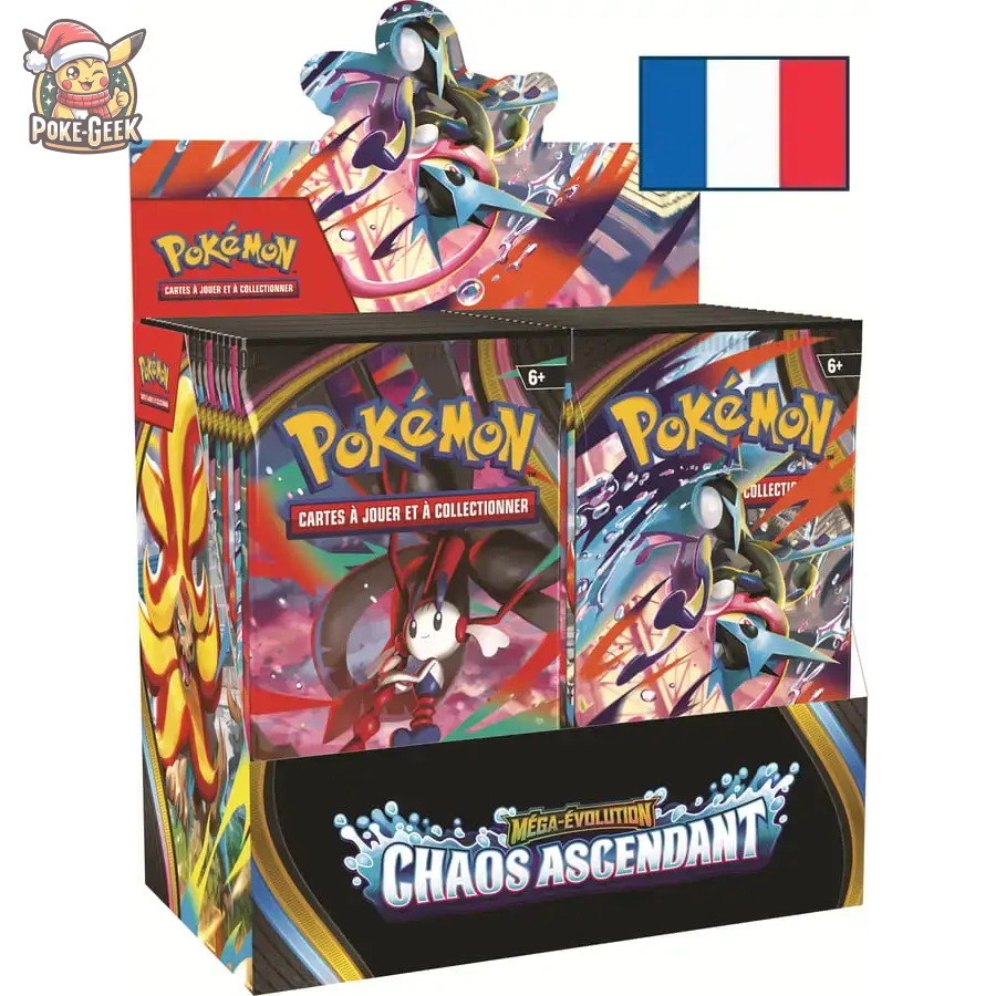 Bundle Display Pokémon ME04 Chaos Ascendant FR + Boîte Acrylique Phoenix Shield - Poke-Geek