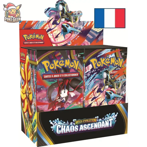 Bundle Display Pokémon ME04 Chaos Ascendant FR + Boîte Acrylique Phoenix Shield - Poke-Geek