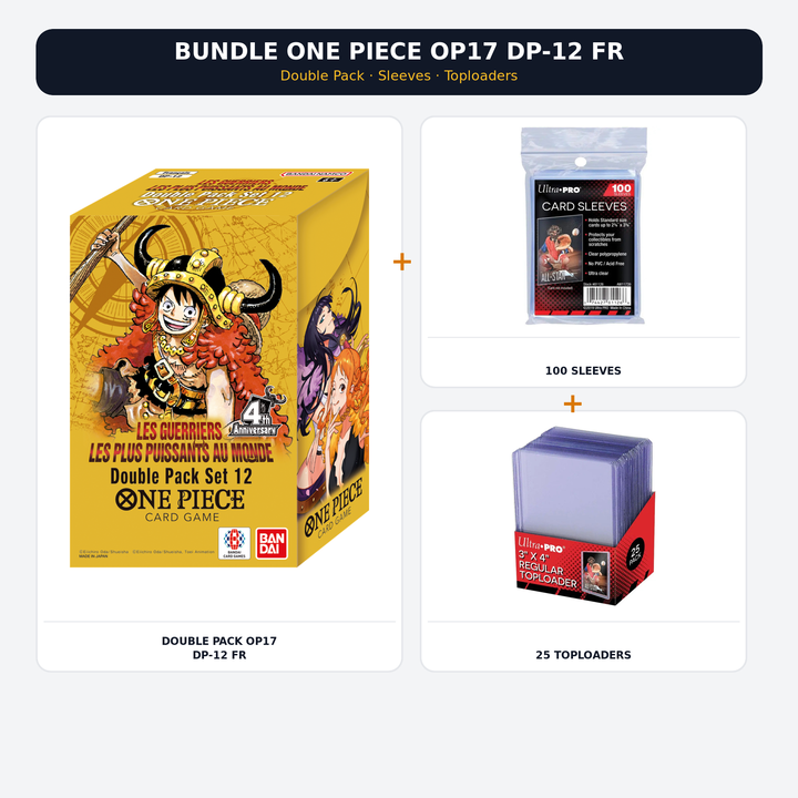 Bundle One Piece OP17 DP-12 FR – Double Pack + 100 Sleeves + 25 Toploaders