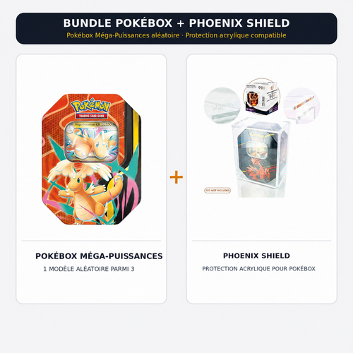 Bundle avec 1 Pokébox Méga-Puissances aléatoire et 1 protection Phoenix Shield