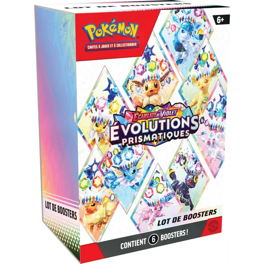 Bundle Pokémon EV 8.5 – 6 Boosters Évolutions Prismatiques – Écarlate & Violet (FR)