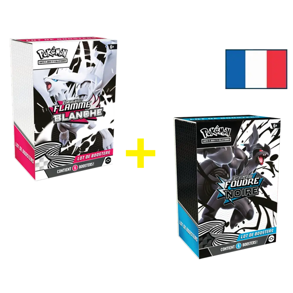 Bundle Pokémon EV10.5 – 1 Flamme Blanche et 1 Foudre Noire [FR] (1 Pack Max / Personne)
