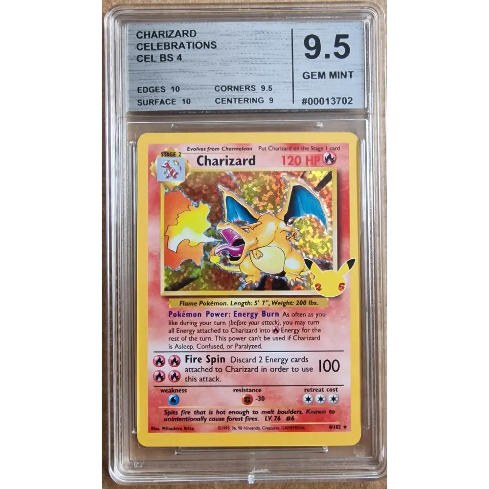 Carte Gradé 9.5 - Dracaufeu (CEL BS 4) Célébrations - Charizard - Anglais - Poke-Geek