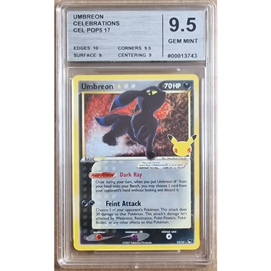 Graded Card 9.5 - Noctali Star (CEL POP5 17) Celebrations - Umbreon Star - English