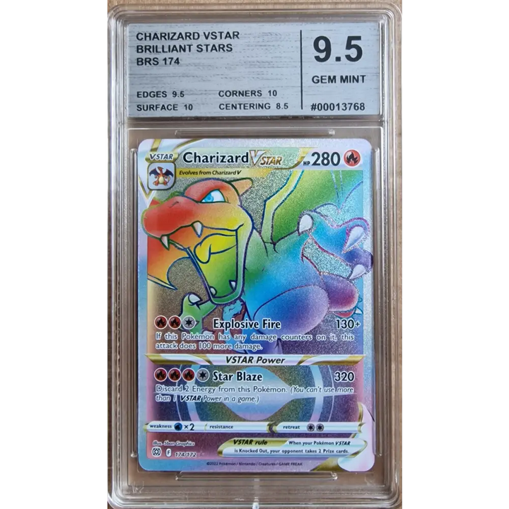 Carte Gradé 9 - Dracaufeu VSTAR (BRS 174) Stars Étincelantes - Charizard VSTAR - Anglaise