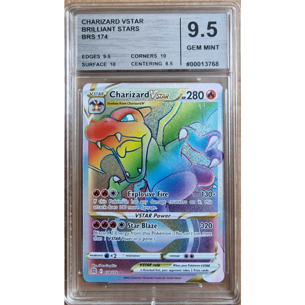 Carte Gradé 9 - Dracaufeu VSTAR (BRS 174) Stars Étincelantes - Charizard VSTAR - Anglaise - Poke-Geek