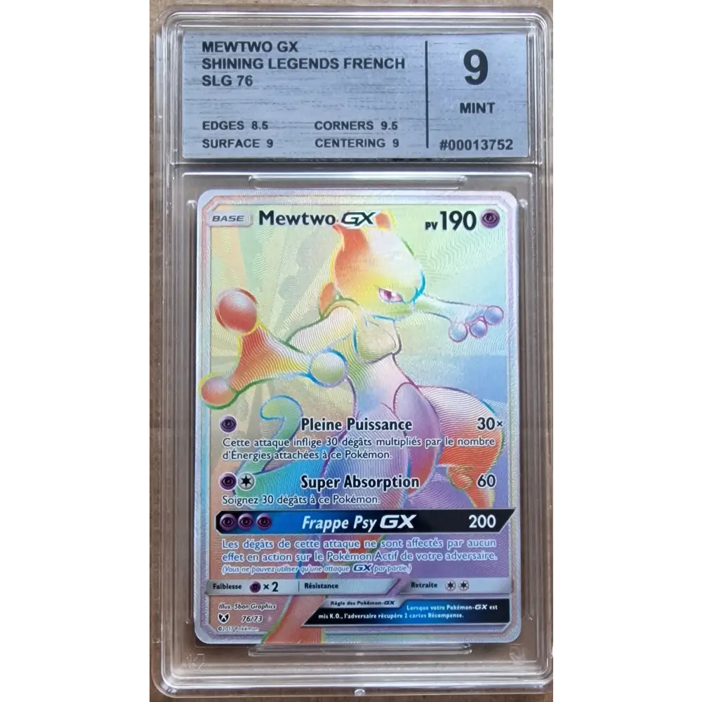 Carte Gradé 9 - Mewtwo GX (SLG 76) Légendes Brillantes - FR - Poke-Geek