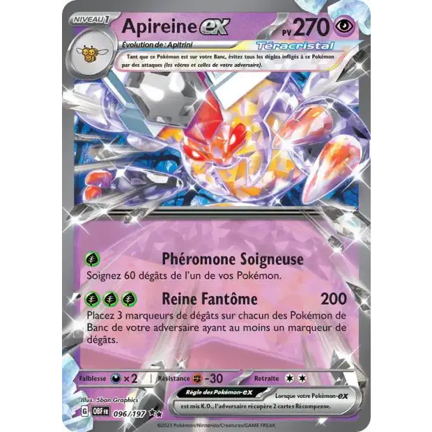 Carte Pokémon Apireine ex 096/197 – EV Flammes Obsidiennes (Obsidian Flames)