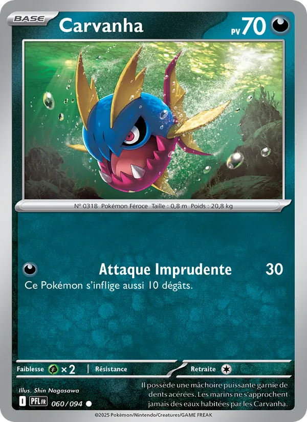 Carvanha 60/94 — ME02 – Flammes Fantasmagoriques — Carte Pokémon française