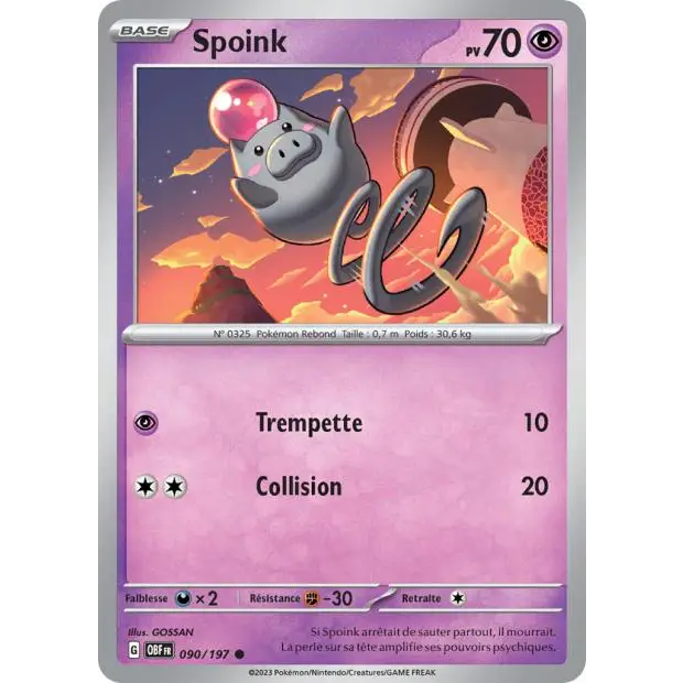 Commune - Pokemon - Flammes Obsidiennes - Spoink 90/197 - Poke-Geek