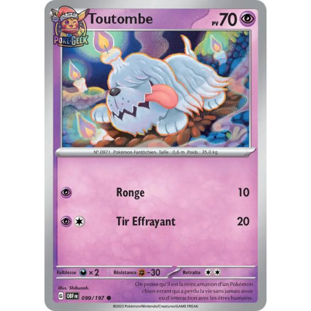 Commune - Pokemon - Flammes Obsidiennes - Toutombe 99/197 - Poke-Geek