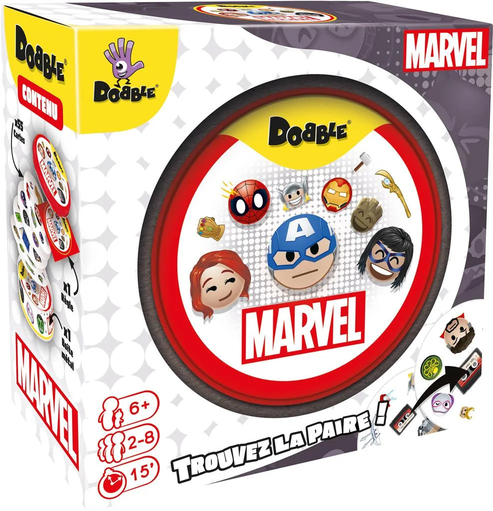 Dobble Marvel Emoji – jeu de société français – boîte Eco Sleeve