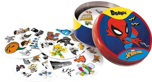 Dobble Spider-Man – dos de la boîte du jeu FR/NL
