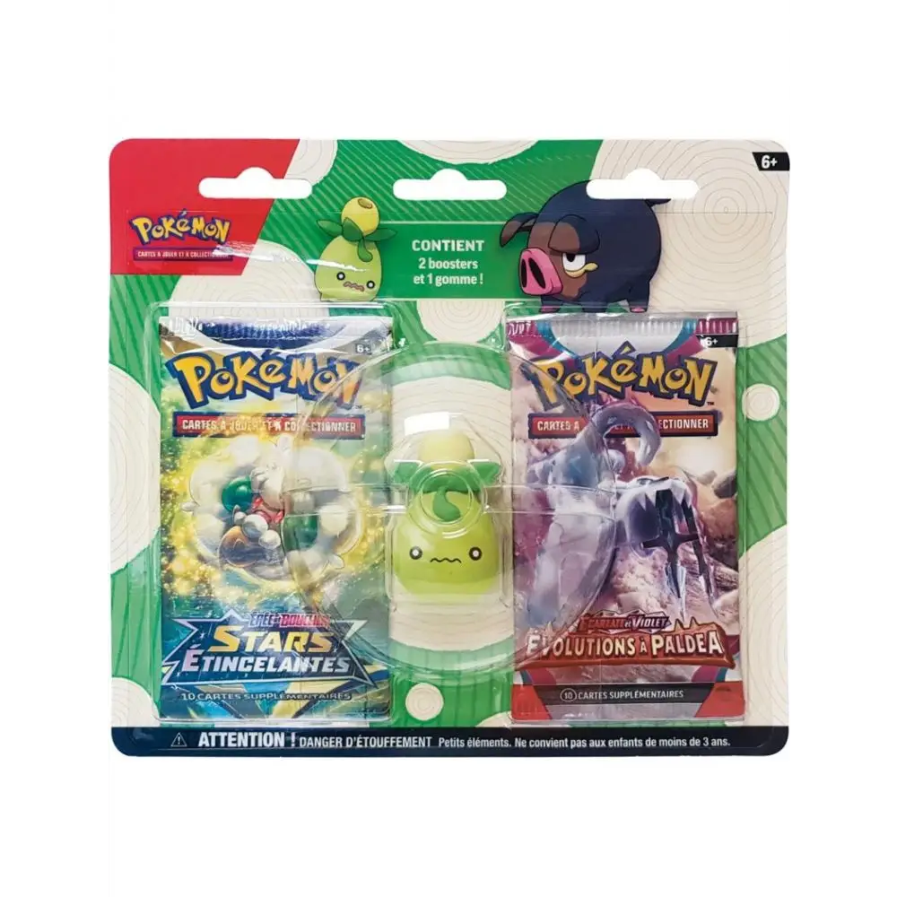 Ensemble Rentrée des classes Gomme + 2 boosters (1x blister aléatoire avec gomme Olivini ou Gourmelet) FR - Poke-Geek