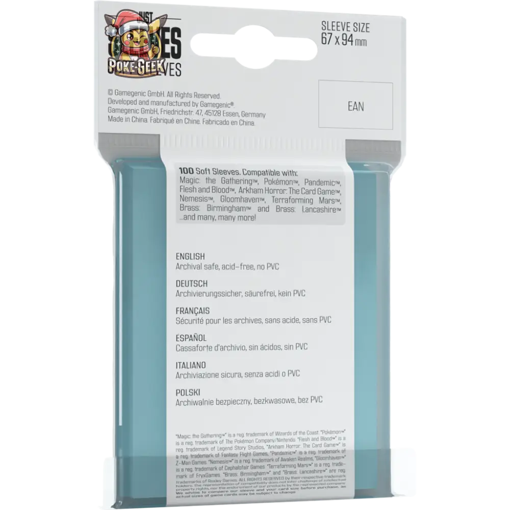 Gamegenic Just Sleeves – 100 Protège-cartes Souples – Format Standard TCG - Poke-Geek