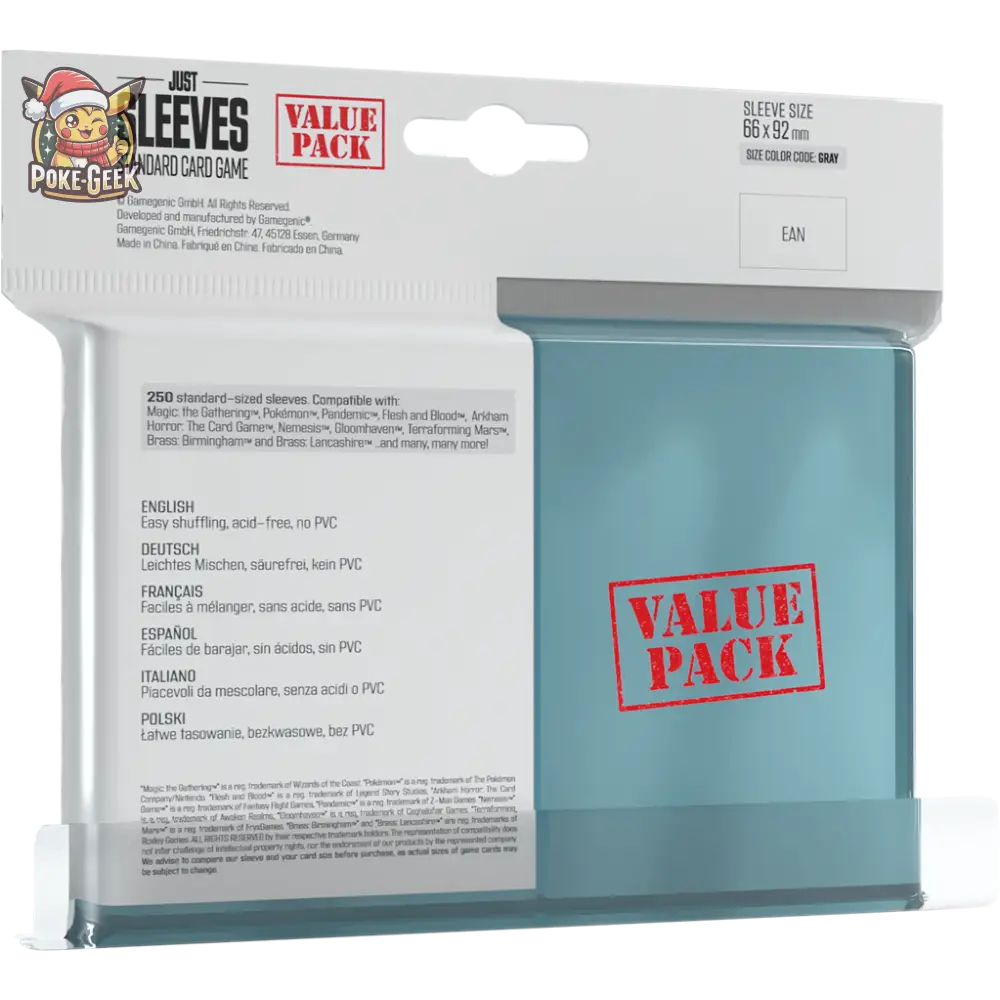 Gamegenic Just Sleeves – 250 Protège-cartes Souples – Format Standard TCG - Poke-Geek