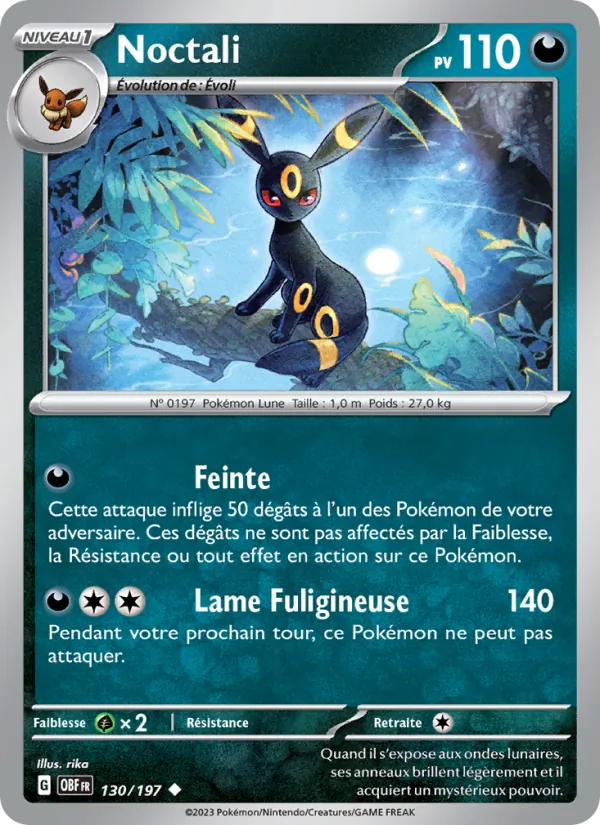 Noctali 130/197 — EV03 – Flammes Obsidiennes — Carte Pokémon française