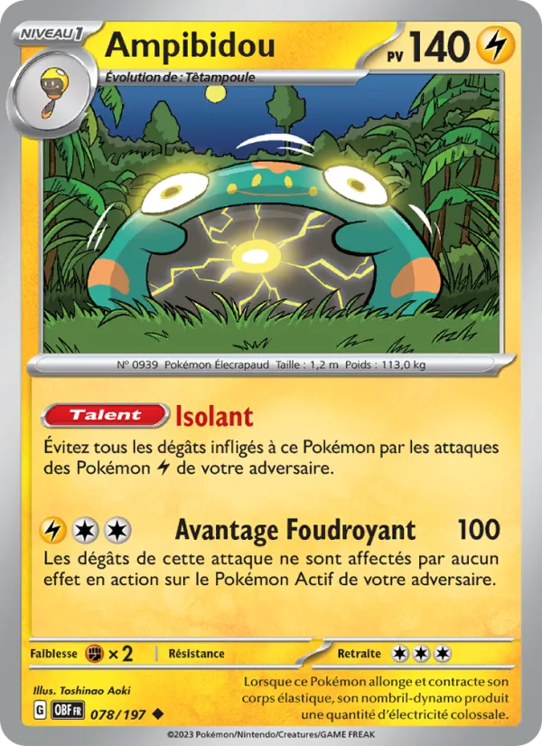 Ampibidou 78/197 — EV03 – Flammes Obsidiennes — Carte Pokémon française