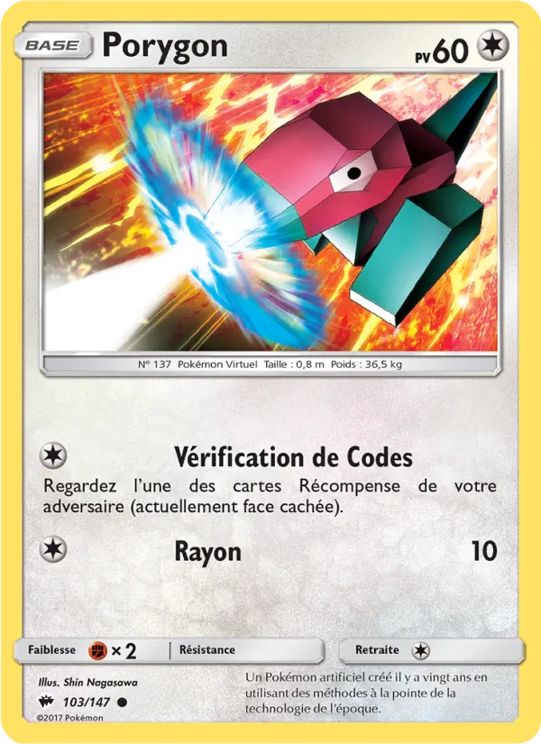 Porygon 103/147 — SL3 – Ombres Ardentes — Carte Pokémon française
