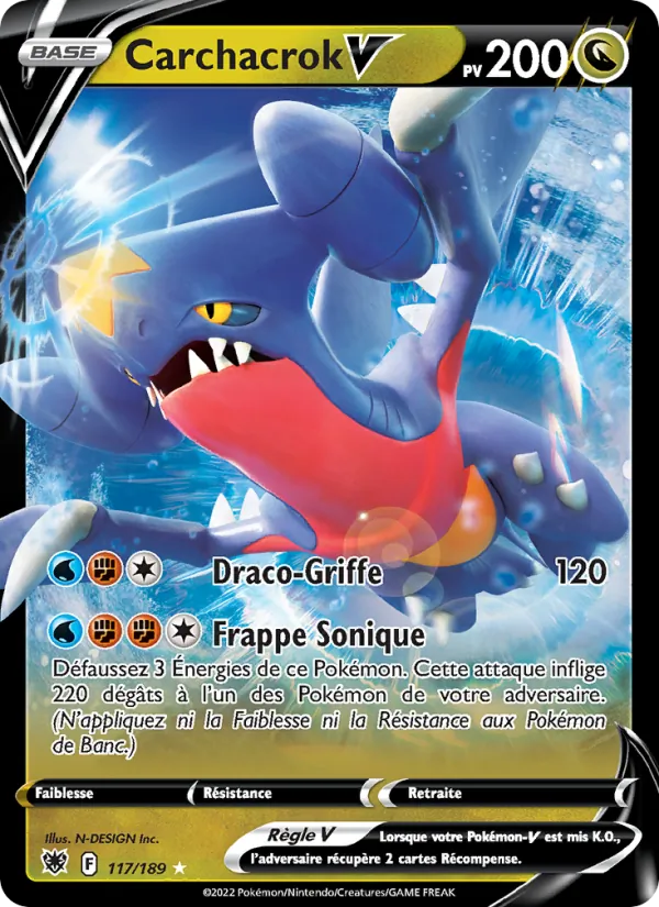 Carchacrok V 117/189 — EB10 – Astres Radieux — Carte Pokémon française