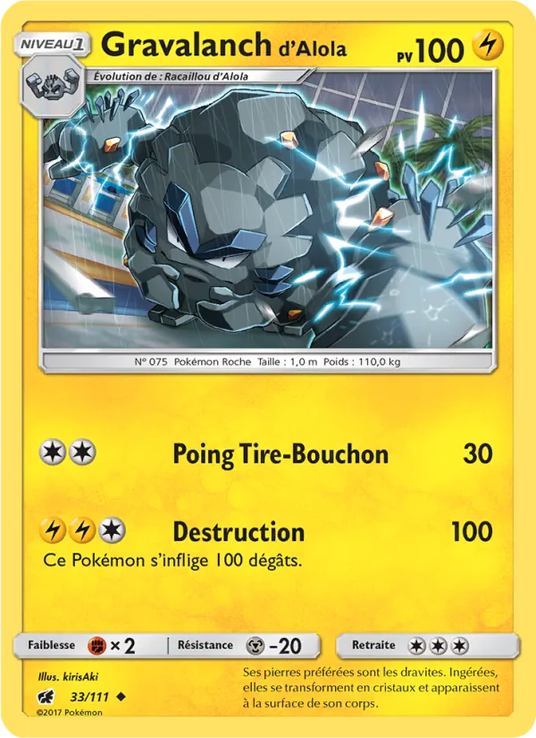 Gravalanch d’Alola 33/111 — SL4 – Invasion Carmin — Carte Pokémon française