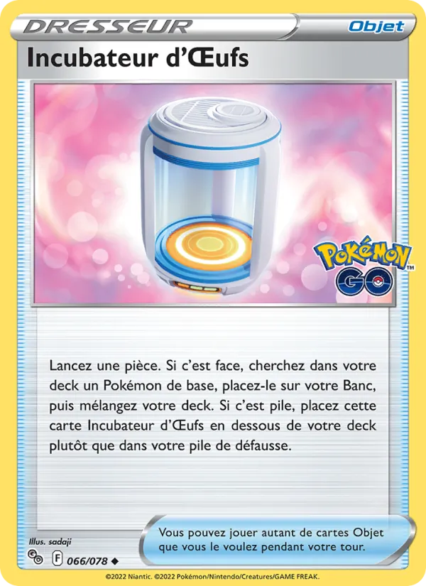 Incubateur d'Œufs 66/78 — EB10.5 Pokemon GO — Carte Pokémon française