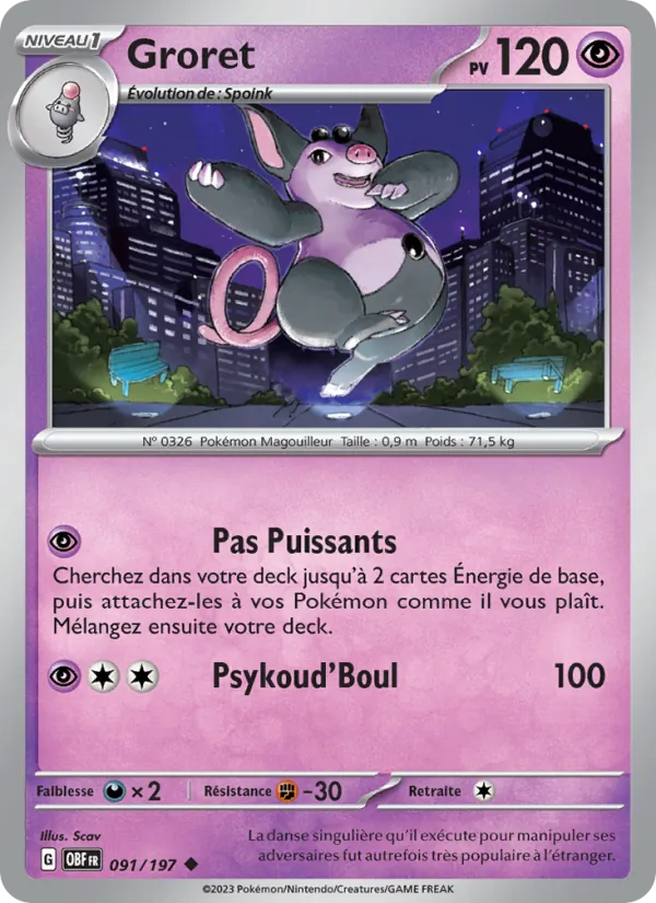 Groret 91/197 — EV03 – Flammes Obsidiennes — Carta Pokémon en francés