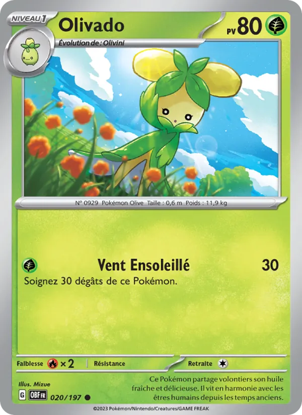 Olivado 20/197 — EV03 – Flammes Obsidiennes — Carta Pokémon en francés