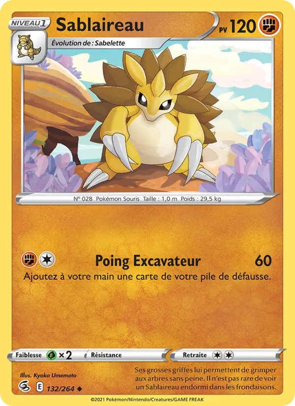 Sablaireau 132/264 — EB08 - Poing de Fusion — Carte Pokémon française