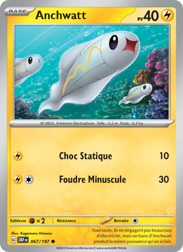 Anchwatt 67/197 — EV03 – Flammes Obsidiennes — Carte Pokémon française