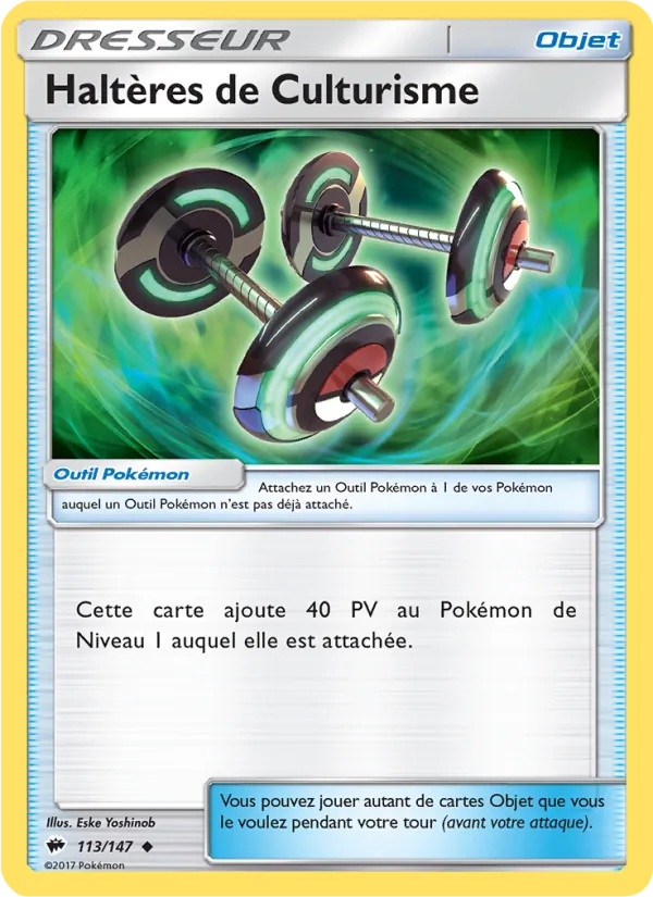 Haltères de Culturisme 113/147 — SL3 – Ombres Ardentes — Carte Pokémon française