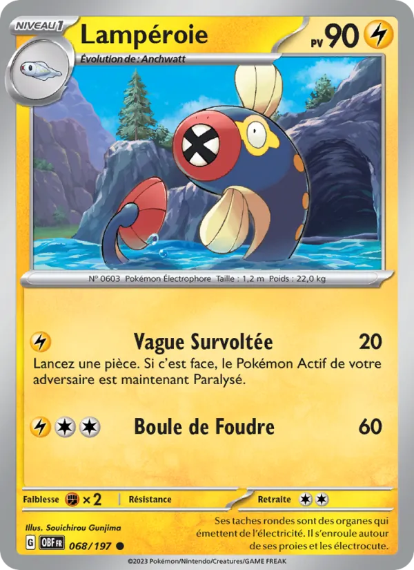 Lampéroie 68/197 — EV03 – Flammes Obsidiennes — Carte Pokémon française