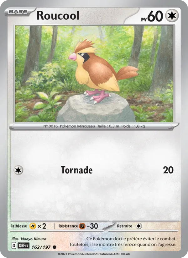 Roucool 162/197 — EV03 – Flammes Obsidiennes — Carte Pokémon française