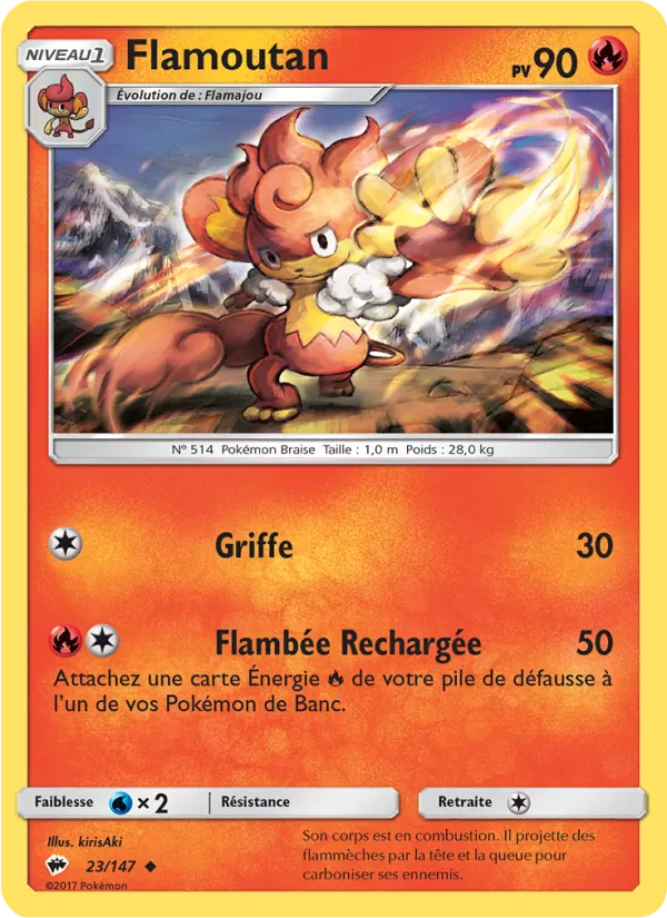 Flamoutan 23/147 — SL3 – Ombres Ardentes — Carte Pokémon française
