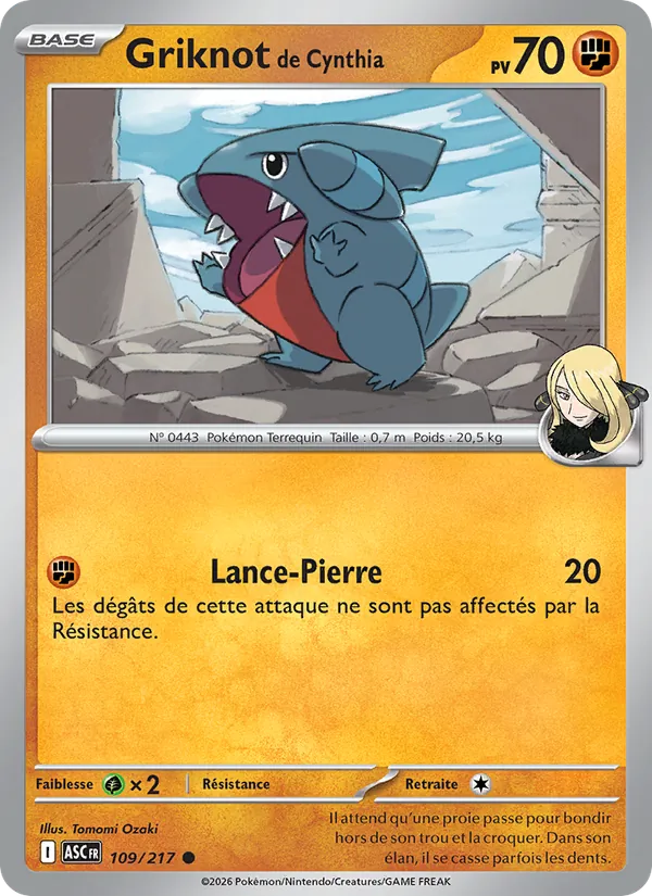 Griknot de Cynthia 109/217 — ME02.5 – Héros Transcendants — Carte Pokémon française