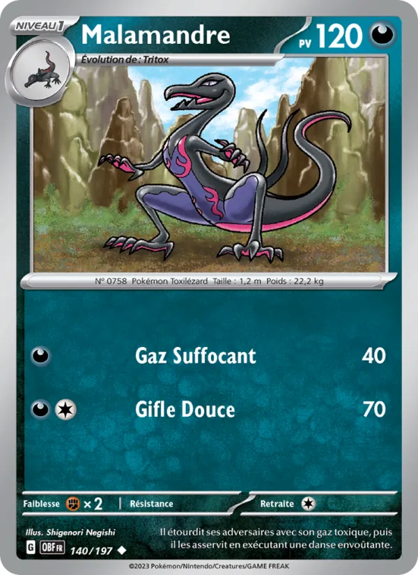 Malamandre 140/197 — EV03 – Flammes Obsidiennes — Carte Pokémon française