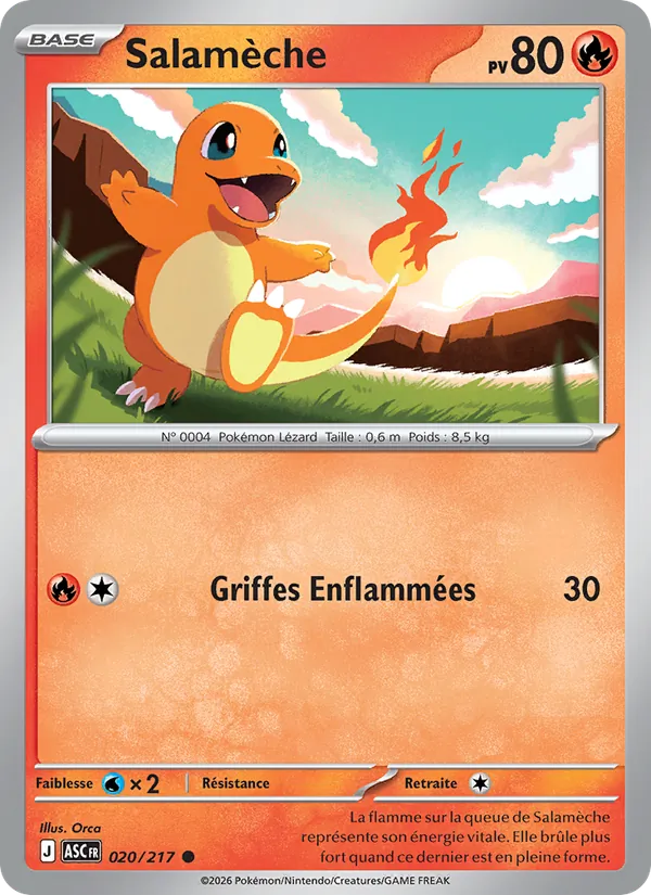 Salamèche 20/217 — ME02.5 – Héros Transcendants — Carte Pokémon française