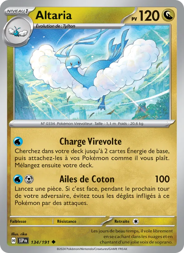 Altaria 134/191 — EV08 – Étincelles Déferlantes — Carte Pokémon française